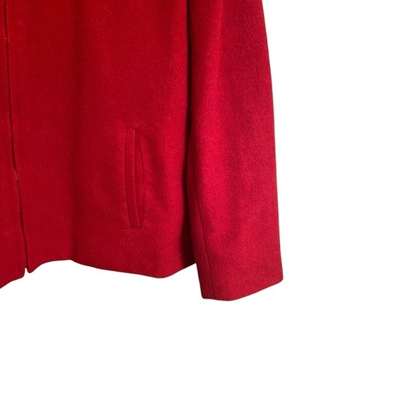 Vintage Red Wool Blend Crazy Horse Zip Front Blazer - Picture 3 of 5
